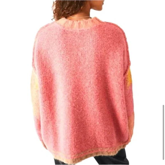 NWT Free People Domino Alpaca Pullover Sweater - Prairie Sunset Combo - Picture 3 of 16